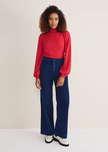 Phase Eight Magsie Corduroy Wide Leg Trousers Blue USA | 5692871-GO